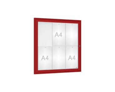 Schaukasten Tradition Farbe:RAL 3004|Abmessungen:6 A4 - B 750 x H 750 mm