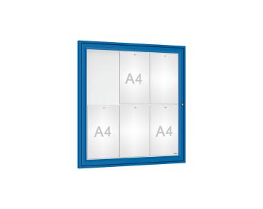 Schaukasten Tradition Farbe:RAL 5010|Abmessungen:6 A4 - B 750 x H 750 mm
