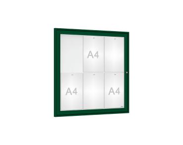 Schaukasten Tradition Farbe:RAL 6005|Abmessungen:6 A4 - B 750 x H 750 mm
