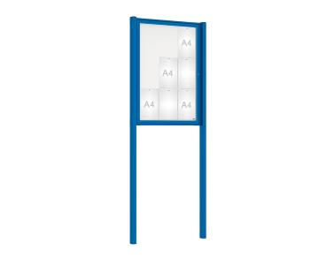Schaukasten Tradition mit Pfosten Farbe:RAL 5010|Abmessungen:9 A4 - B 750 x H 1050 mm - Flügeltür|Pfosten:Pfosten-Set zum Einbetonieren