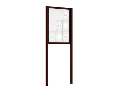 Schaukasten Tradition mit Pfosten Farbe:RAL 8017|Abmessungen:9 A4 - B 750 x H 1050 mm - Flügeltür|Pfosten:Mittelpfosten zum Einbetonieren