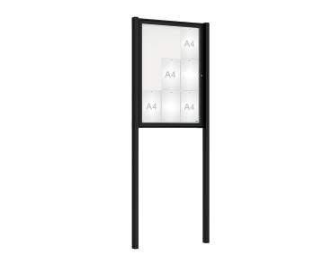 Schaukasten Tradition mit Pfosten Farbe:RAL 9005|Abmessungen:9 A4 - B 750 x H 1050 mm - Flügeltür|Pfosten:Mittelpfosten zum Einbetonieren