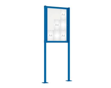 Schaukasten Tradition mit Pfosten Farbe:RAL 5010|Abmessungen:9 A4 - B 750 x H 1050 mm - Flügeltür|Pfosten:Pfosten-Set auf Bodenplatten