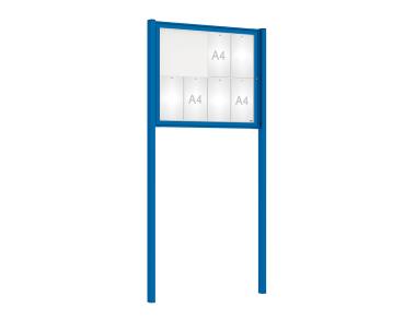 Schaukasten Tradition mit Pfosten Farbe:RAL 5010|Abmessungen:8 A4 - B 980 x H 830 mm - Flügeltür|Pfosten:Mittelpfosten zum Einbetonieren