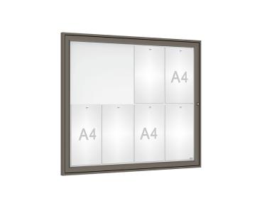 Schaukasten Tradition Farbe:Procity grau|Abmessungen:8 A4 - B 980 x H 830 mm