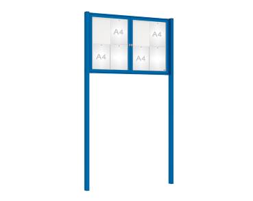 Schaukasten Tradition mit Pfosten Farbe:RAL 5010|Abmessungen:8 A4 - B 1200 x H 750 mm - 2-flügellig|Pfosten:Pfosten-Set zum Einbetonieren