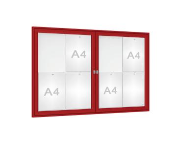 Schaukasten Tradition Farbe:RAL 3004|Abmessungen:8 A4 - B 1200 x H 750 mm