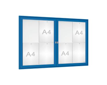Schaukasten Tradition Farbe:RAL 5010|Abmessungen:8 A4 - B 1200 x H 750 mm