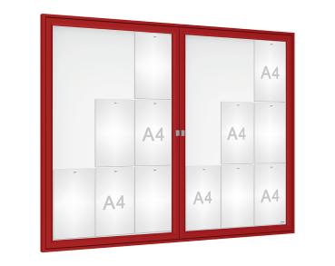 Schaukasten Tradition Farbe:RAL 3004|Abmessungen:18 A4 - B 1400 x H 1050 mm