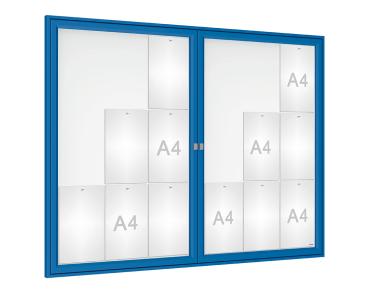 Schaukasten Tradition Farbe:RAL 5010|Abmessungen:18 A4 - B 1400 x H 1050 mm
