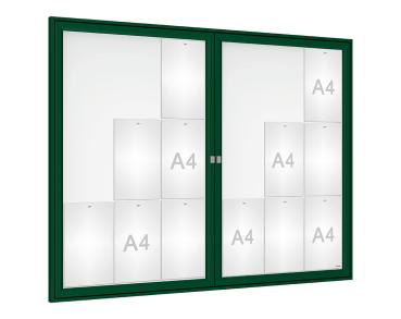 Schaukasten Tradition Farbe:RAL 6005|Abmessungen:18 A4 - B 1400 x H 1050 mm