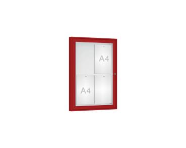 Schaukasten Klassik Farbe:RAL 3004|Verglasung:Plexichocs|Abmessungen:4 A4 - B 550 x H 750 mm