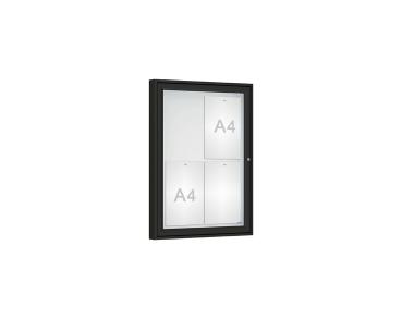 Schaukasten Klassik Farbe:RAL 9005|Verglasung:Plexichocs|Abmessungen:4 A4 - B 550 x H 750 mm
