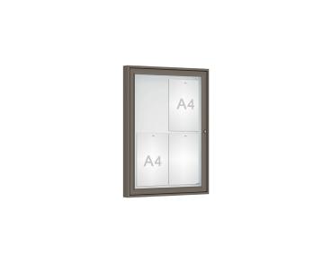 Schaukasten Klassik Farbe:Procity grau|Verglasung:Plexichocs|Abmessungen:4 A4 - B 550 x H 750 mm