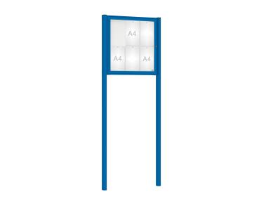 Schaukasten Klassik mit Pfosten Farbe:RAL 5010|Abmessungen:6 A4 - B 750 x H 750 mm - Flügeltür|Pfosten:Mittelpfosten zum Einbetonieren