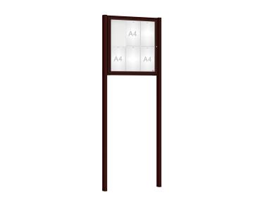 Schaukasten Klassik mit Pfosten Farbe:RAL 8017|Abmessungen:6 A4 - B 750 x H 750 mm - Flügeltür|Pfosten:Mittelpfosten zum Einbetonieren