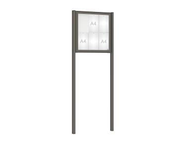 Schaukasten Klassik mit Pfosten Farbe:Procity grau|Abmessungen:6 A4 - B 750 x H 750 mm - Flügeltür|Pfosten:Mittelpfosten zum Einbetonieren