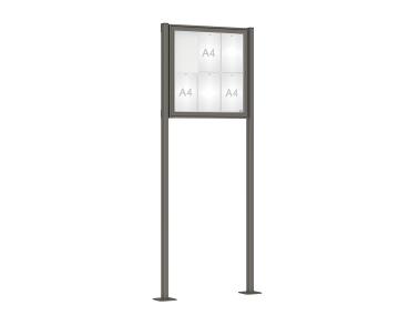 Schaukasten Klassik mit Pfosten Farbe:Procity grau|Abmessungen:6 A4 - B 750 x H 750 mm - Flügeltür|Pfosten:Pfosten-Set auf Bodenplatten
