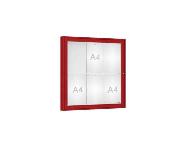 Schaukasten Klassik Farbe:RAL 3004|Verglasung:Plexichocs|Abmessungen:6 A4 - B 750 x H 750 mm