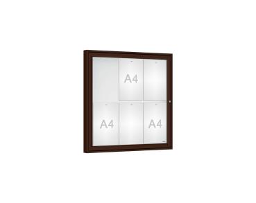 Schaukasten Klassik Farbe:RAL 8017|Verglasung:Plexichocs|Abmessungen:6 A4 - B 750 x H 750 mm