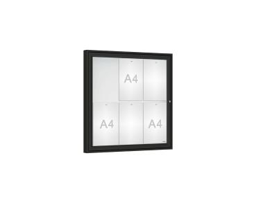 Schaukasten Klassik Farbe:RAL 9005|Verglasung:Plexichocs|Abmessungen:6 A4 - B 750 x H 750 mm