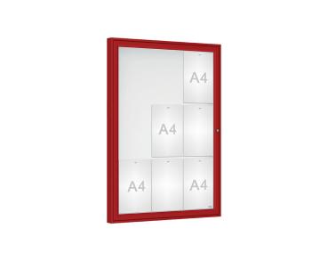 Schaukasten Klassik Farbe:RAL 3004|Verglasung:Plexichocs|Abmessungen:9 A4 - B 750 x H 1050 mm