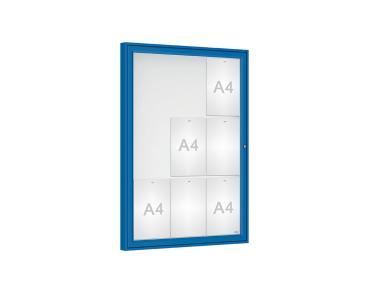 Schaukasten Klassik Farbe:RAL 5010|Verglasung:Plexichocs|Abmessungen:9 A4 - B 750 x H 1050 mm