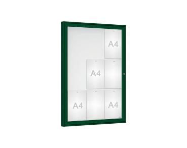 Schaukasten Klassik Farbe:RAL 6005|Verglasung:Plexichocs|Abmessungen:9 A4 - B 750 x H 1050 mm