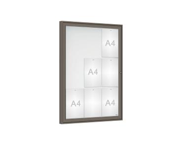 Schaukasten Klassik Farbe:Procity grau|Verglasung:Plexichocs|Abmessungen:9 A4 - B 750 x H 1050 mm
