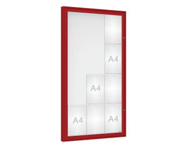 Schaukasten Klassik Farbe:RAL 3004|Verglasung:Plexichocs|Abmessungen:12 A4 – B 750 x H 1350 mm