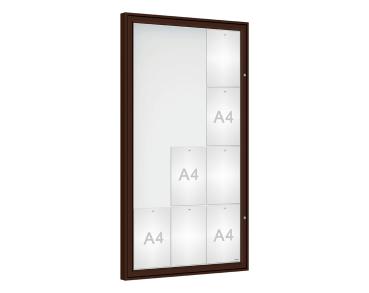 Schaukasten Klassik Farbe:RAL 8017|Verglasung:Plexichocs|Abmessungen:12 A4 – B 750 x H 1350 mm