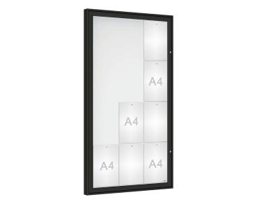 Schaukasten Klassik Farbe:RAL 9005|Verglasung:Plexichocs|Abmessungen:12 A4 – B 750 x H 1350 mm