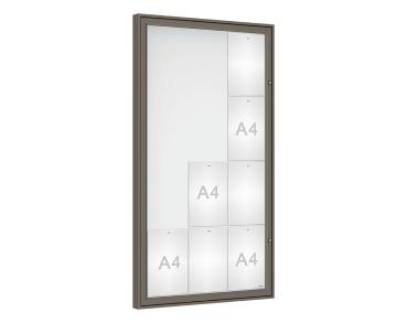Schaukasten Klassik Farbe:Procity grau|Verglasung:Plexichocs|Abmessungen:12 A4 – B 750 x H 1350 mm