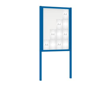 Schaukasten Klassik mit Pfosten Farbe:RAL 5010|Abmessungen:16 A4 - B 1000 x H 1350 mm - Flügeltür|Pfosten:Mittelpfosten zum Einbetonieren