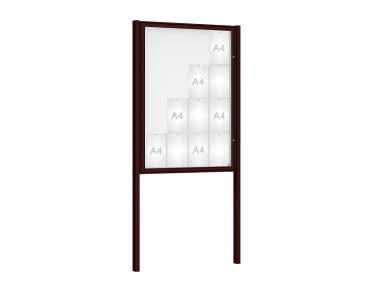 Schaukasten Klassik mit Pfosten Farbe:RAL 8017|Abmessungen:16 A4 - B 1000 x H 1350 mm - Flügeltür|Pfosten:Mittelpfosten zum Einbetonieren