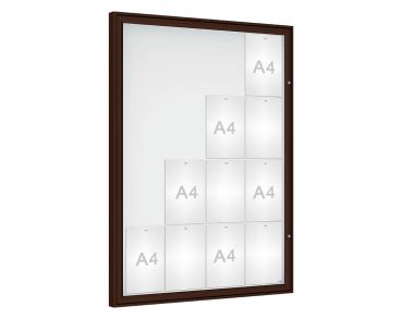 Schaukasten Klassik Farbe:RAL 8017|Verglasung:Plexichocs|Abmessungen:16 A4 – B 1000 x H 1350 mm
