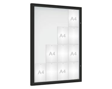 Schaukasten Klassik Farbe:RAL 9005|Verglasung:Plexichocs|Abmessungen:16 A4 – B 1000 x H 1350 mm