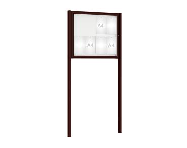Schaukasten Klassik mit Pfosten Farbe:RAL 8017|Abmessungen:8 A4 - B 980 x H 830 mm - Flügeltür|Pfosten:Mittelpfosten zum Einbetonieren