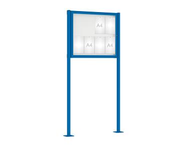 Schaukasten Klassik mit Pfosten Farbe:RAL 5010|Abmessungen:8 A4 - B 980 x H 830 mm - Flügeltür|Pfosten:Pfosten-Set auf Bodenplatten