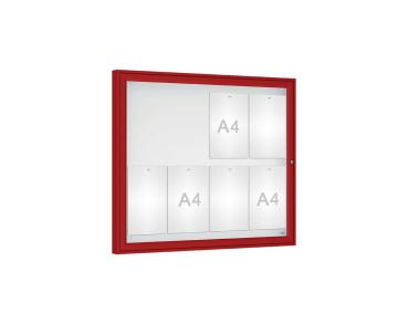 Schaukasten Klassik Farbe:RAL 3004|Verglasung:Plexichocs|Abmessungen:8 A4 - B 980 x H 830 mm