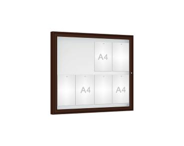 Schaukasten Klassik Farbe:RAL 8017|Verglasung:Plexichocs|Abmessungen:8 A4 - B 980 x H 830 mm