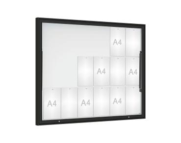 Schaukasten Klassik Farbe:RAL 9005|Verglasung:Plexichocs|Abmessungen:18 A4 - B 1330 x H 1080 mm