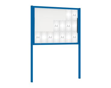 Schaukasten Klassik mit Pfosten Farbe:RAL 5010|Abmessungen:21 A4 - B 1600 x H 1130 mm - Klapptür|Pfosten:Mittelpfosten zum Einbetonieren