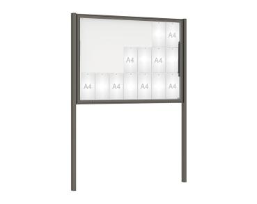 Schaukasten Klassik mit Pfosten Farbe:Procity grau|Abmessungen:21 A4 - B 1600 x H 1130 mm - Klapptür|Pfosten:Mittelpfosten zum Einbetonieren