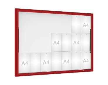 Schaukasten Klassik Farbe:RAL 3004|Verglasung:Plexichocs|Abmessungen:21 A4 - B 1600 x H1130 mm