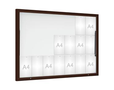 Schaukasten Klassik Farbe:RAL 8017|Verglasung:Plexichocs|Abmessungen:21 A4 - B 1600 x H1130 mm