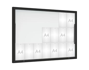 Schaukasten Klassik Farbe:RAL 9005|Verglasung:Plexichocs|Abmessungen:21 A4 - B 1600 x H1130 mm