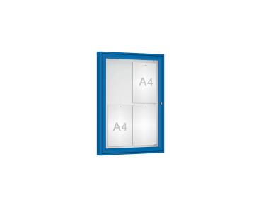 Schaukasten Klassik Farbe:RAL 5010|Verglasung:Securitglas|Abmessungen:4 A4 - B 550 x H 750 mm