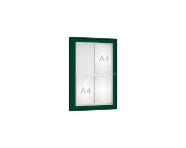 Schaukasten Klassik Farbe:RAL 6005|Verglasung:Securitglas|Abmessungen:4 A4 - B 550 x H 750 mm