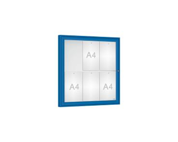Schaukasten Klassik Farbe:RAL 5010|Verglasung:Securitglas|Abmessungen:6 A4 - B 750 x H 750 mm